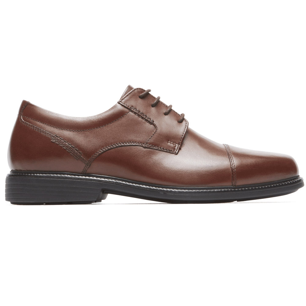 Rockport Singapore Mens Oxfords - Charles Road Cap Toe Brown - WD7152064